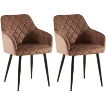 Set 2 jídelních židlí Monett B - samet, černý rám - hnědá
