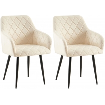 Set 2 jídelních židlí Monett B - samet, černý rám - krémová