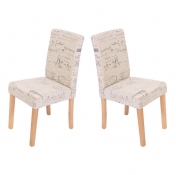 Jídelní židle Litta krémová látka (SET 2 ks) - Světle hnědá