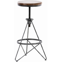 Industriální barová židle Karla kov / dřevo - Stříbrná