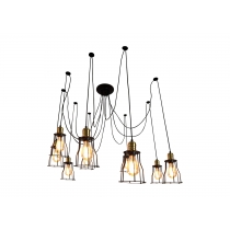 Závěsné svítidlo H81 industrial, klec 9 74192 - kov - Černá / zlatá 