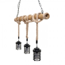 Závěsné svítidlo H82 industrial, klec 3 74203 - kov / bambus - Černá 