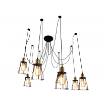 Závěsné svítidlo H81 industrial, klec 7 74191 - kov - Černá / zlatá 