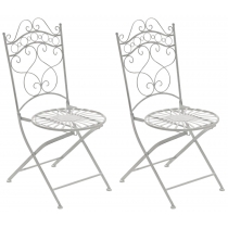 Kovová židle skládací Indra (SET 2 ks) - Bílá antik