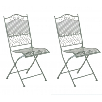 Kovová skladací židle Kiran (SET 2 ks) - Zelená antik