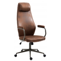 Kancelářská židle Pocatello v industriálním stylu - koženka - Cognac antik