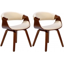 Židle Foley (SET 2 ks) - látka, dřevěné nohy ořech - Krémová