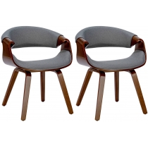 Židle Foley (SET 2 ks) - látka, dřevěné nohy ořech - Šedá