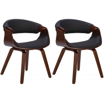 Židle Foley (SET 2 ks) - látka, dřevěné nohy ořech - Černá