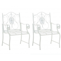 Kovová židle Punjab s područkami (SET 2 ks) - Bílá
