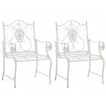 Kovová židle Punjab s područkami (SET 2 ks) - Bílá antik