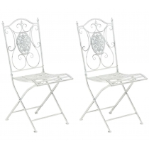 Kovová skladací židle Sibell (SET 2 ks) - Bílá antik