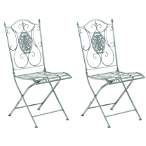 Kovová skladací židle Sibell (SET 2 ks) - Zelená antik