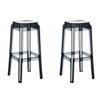 Plastová barová židle FOX (SET 2 ks) - Černá transparent