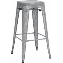 Kovová barová židle Fletcher  - Stříbrná