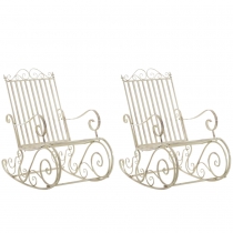 Kovové houpací křeslo Smile (SET 2 ks) - Krémová antik