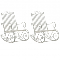 Kovové houpací křeslo Smile (SET 2 ks) - Bílá antik