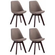 Židle Borne V2 látka (SET 4 ks) , dřevené nohy ořech - Šedo-hnědá (Taupe)