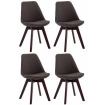 Židle Borne V2 látka (SET 4 ks), dřevené nohy ořech - Tmavě šedá