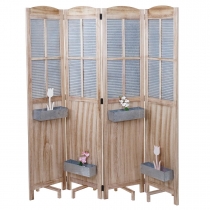 Paraván D26 s květináči dřevo / plech  - 170 x 161 cm - Hnědá