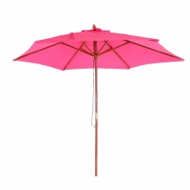 Slunečník Florida Ø 3 m - polyester/dřevo - růžová