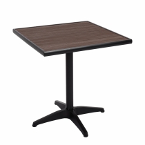 Zahradní stůl HWC-J95, hliník vzhled dřeva - černá, tmavě hnědá