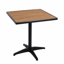 Zahradní stůl HWC-J95, hliník vzhled dřeva - černá, teak hnědá